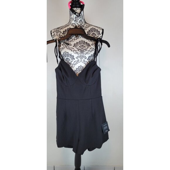 Lulus Romper Short Sz Small Sleeveless Black Lace Trim NEW WHIT TAGS - Picture 1 of 10